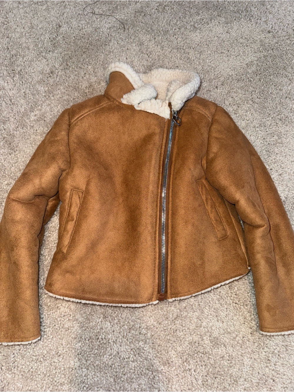 Limited Too Tan Faux Suede Shearling Jacket for Kids